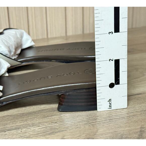 Tory Burch Women’s Bombé Miller Slide Calfskin Leather White 25mm Size 6M - Picture 6 of 11